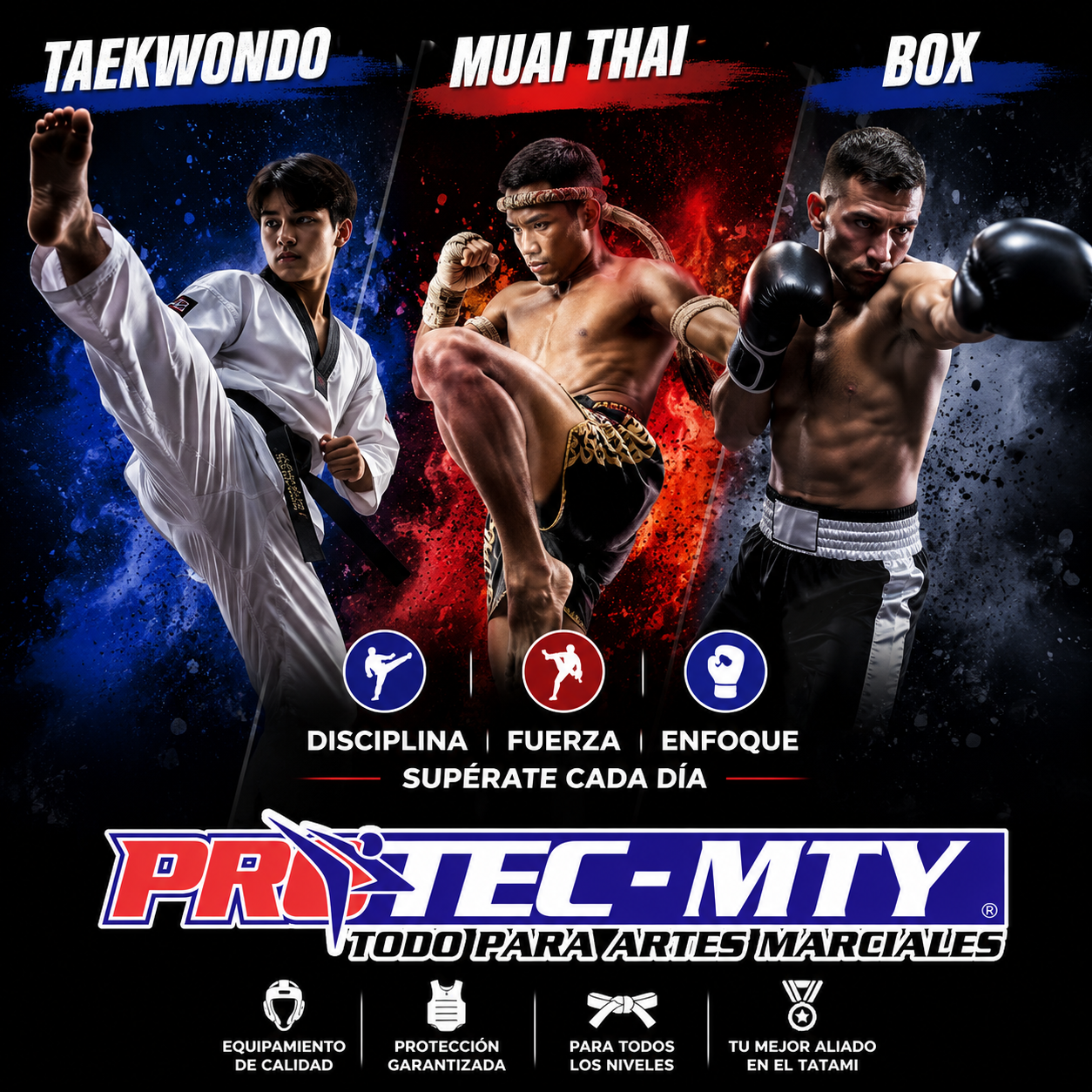 Protec-MTY · Taekwondo, Muai Thai y Box — disciplina, fuerza y enfoque